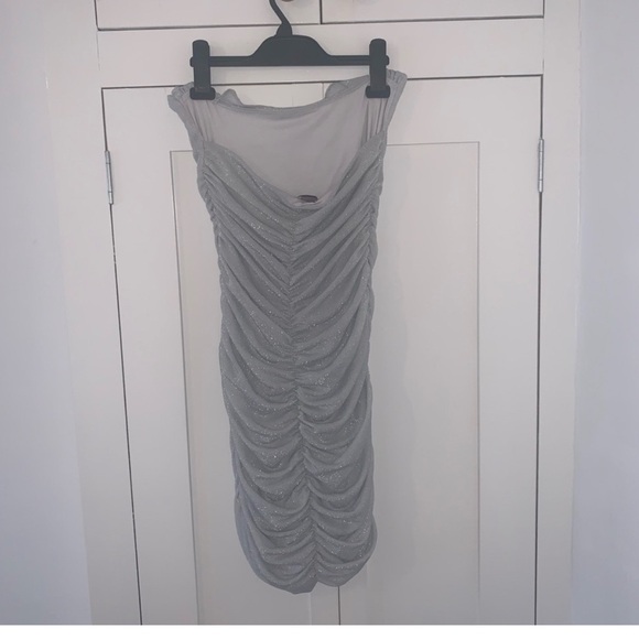 Oh Polly Silver Halterneck Bodycon Dress - Picture 2 of 4